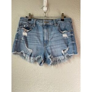 Eunina Womens Denim Shorts Size 8 High‎ Rise Distressed Frayed Hem Cut Off